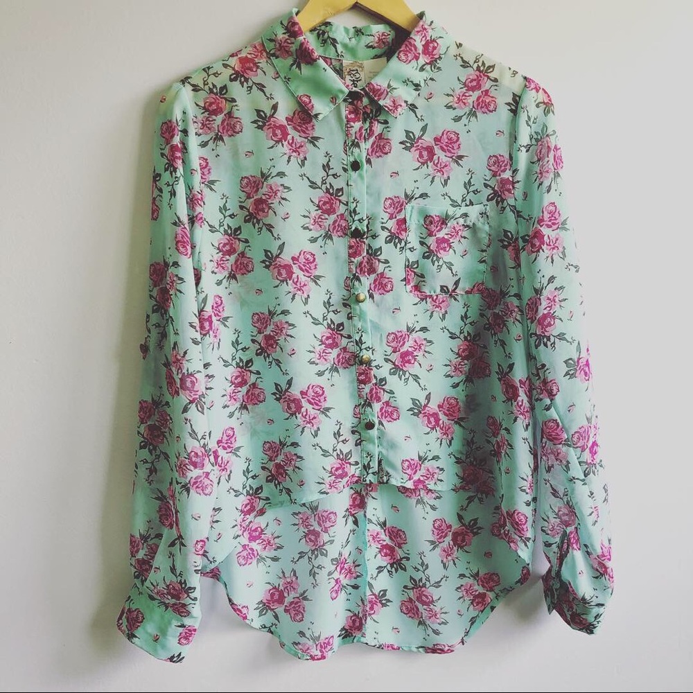 Sheer High-Low Blouse